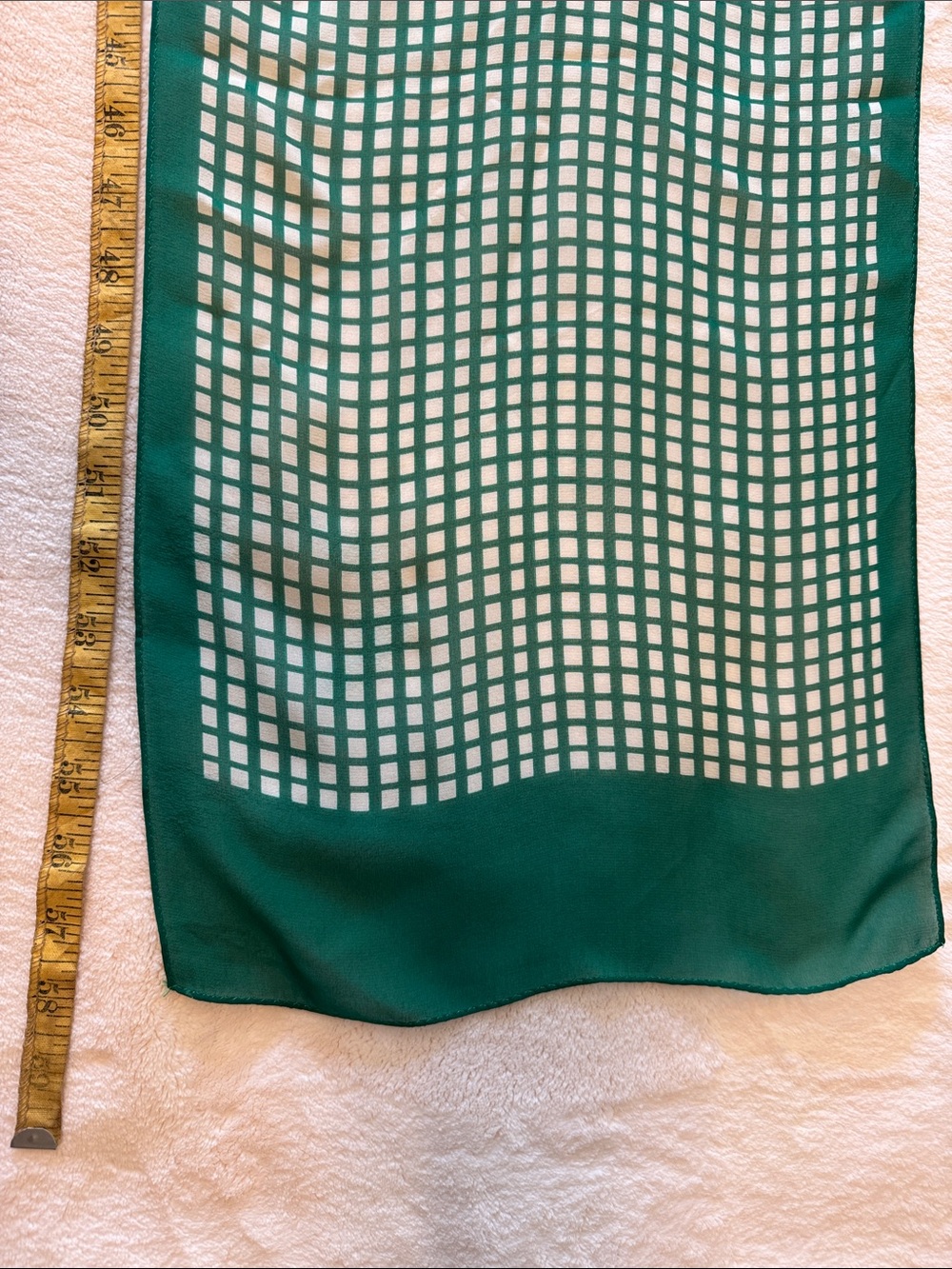 Green and White silk scarf